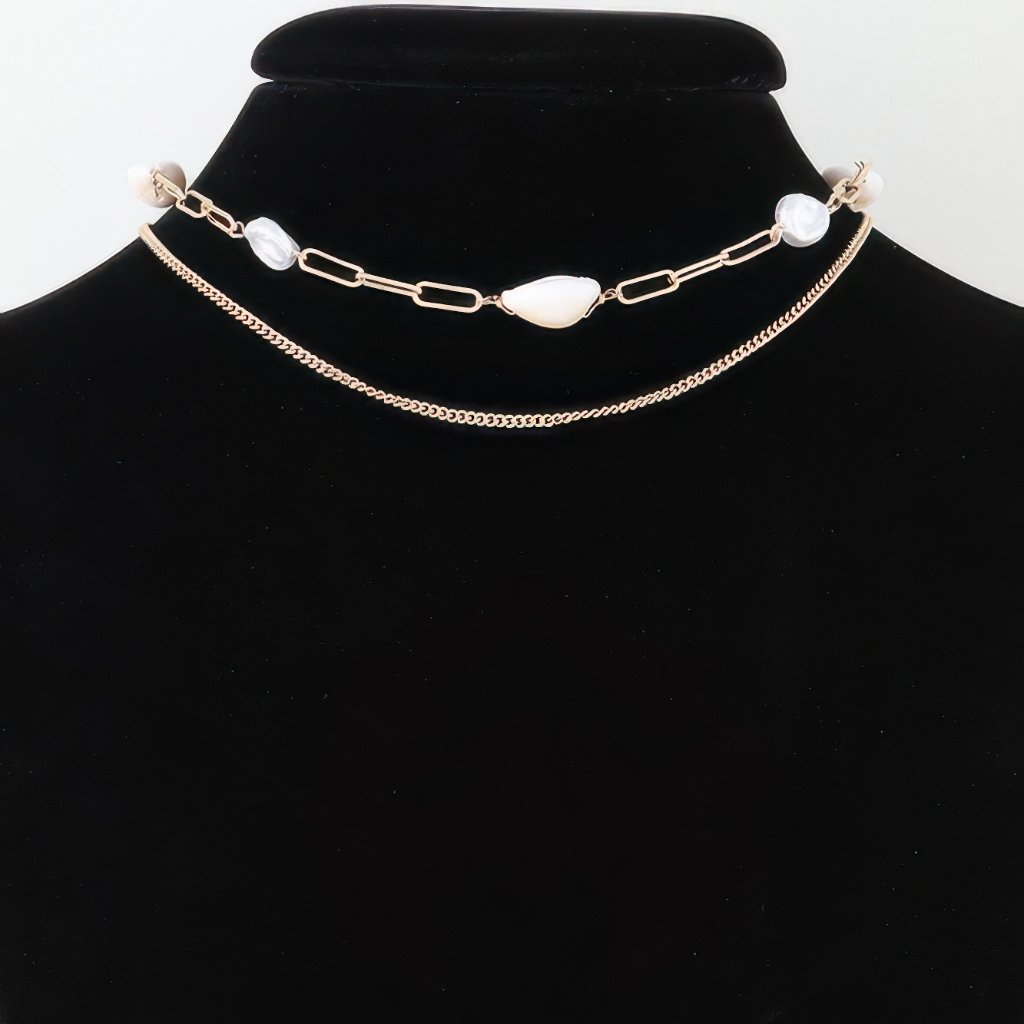 Double Pearl Chain Necklace 27$